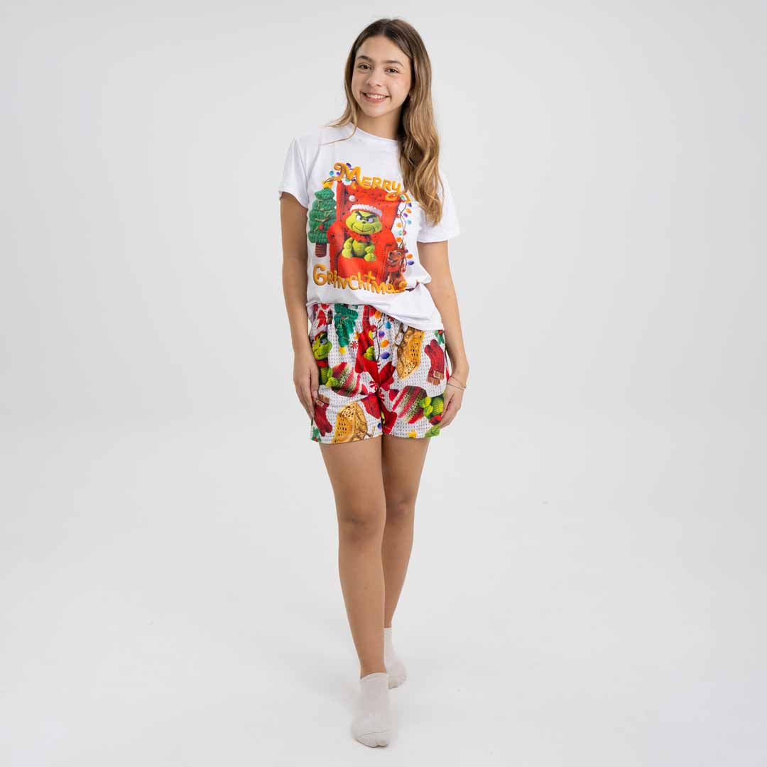 PIJAMA GRINCH PARA MUJER (CAMISETA Y SHORT)