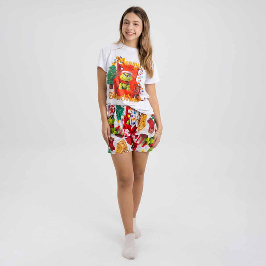 PIJAMA GRINCH PARA MUJER (CAMISETA Y SHORT)