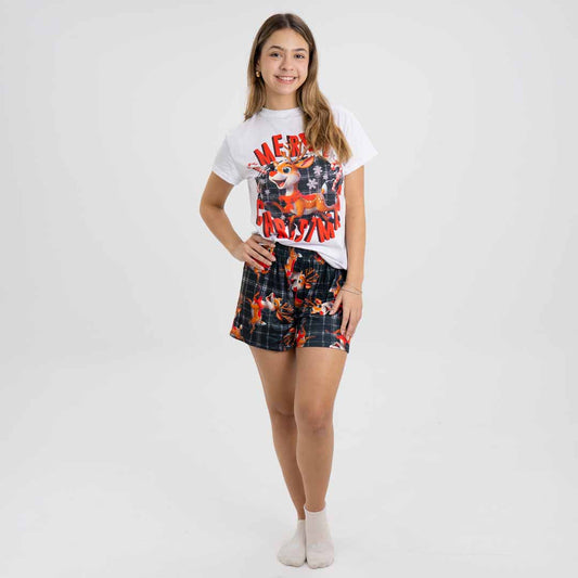 PIJAMA RUDOLF PARA MUJER (CAMISETA Y SHORT)