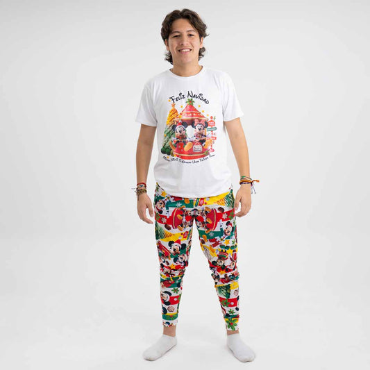 PIJAMA MICKEY CROCHET PARA HOMBRE (CAMISETA Y PANTALÓN)