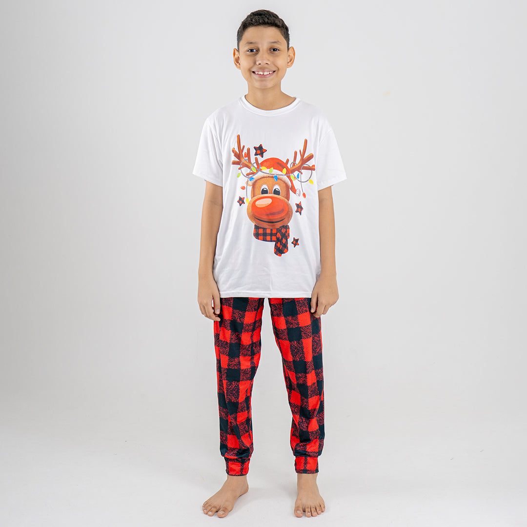 PIJAMA CUADROS ROJOS PARA NIÑO/NIÑA (CAMISETA Y PANTALÓN)