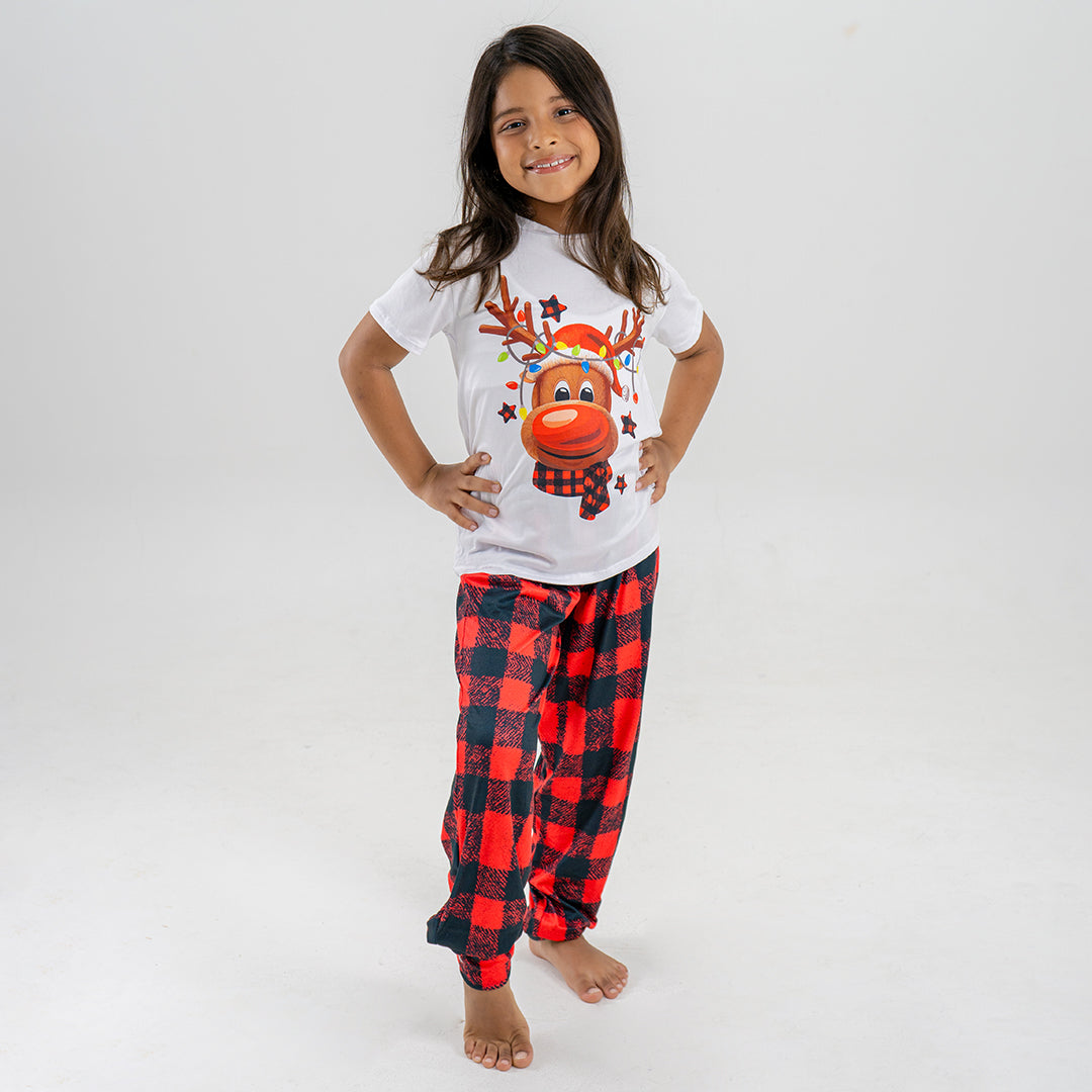 PIJAMA CUADROS ROJOS PARA NIÑO/NIÑA (CAMISETA Y PANTALÓN)