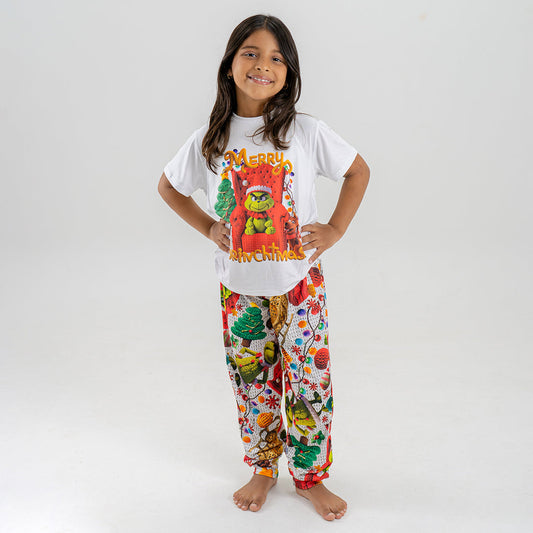 PIJAMA GRINCH PARA NIÑO/NIÑA (CAMISETA Y PANTALÓN)