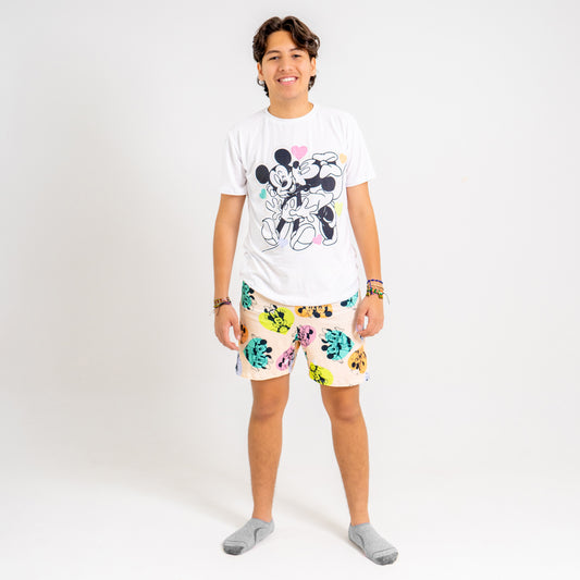 Pijama para hombre"Mickey Love" (Camisa,Pantalóneta)